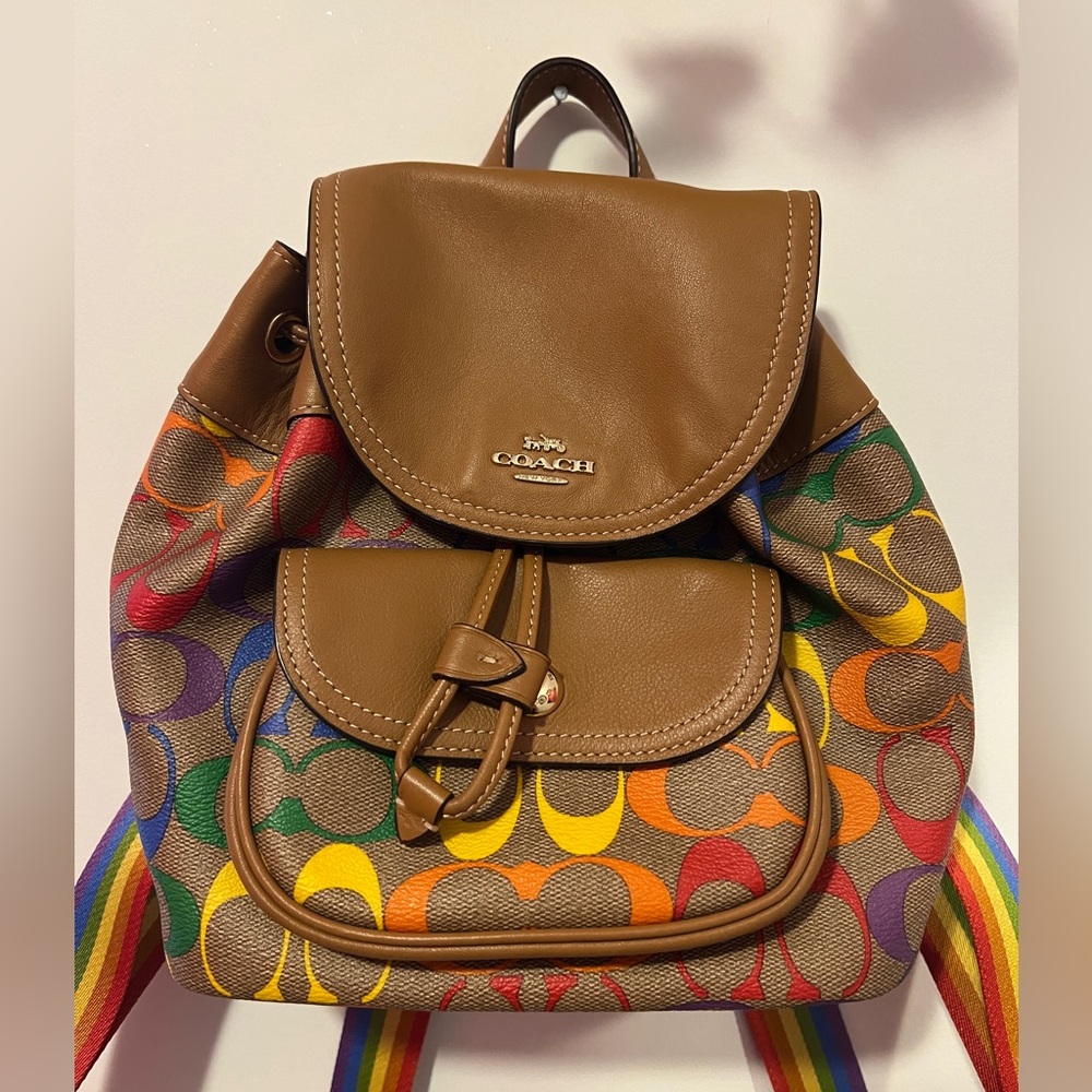 JUST IN TIME FOR PRIDE!! 
COACH MINI BACKPACK LEATHER RAINBOW LIKE NEW CONDITION
